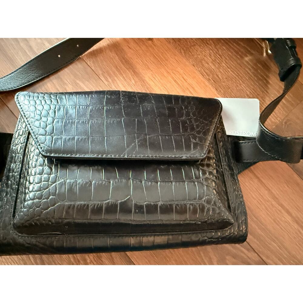 New Nordstrom Croc Embossed Leather Belt Bag - Picture 3 of 8